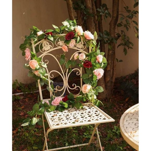 5.8 Feet Pink Blush Burgundy Dusty Rose Flower Garland Ivy Greenery Wedding - Picture 5 of 5